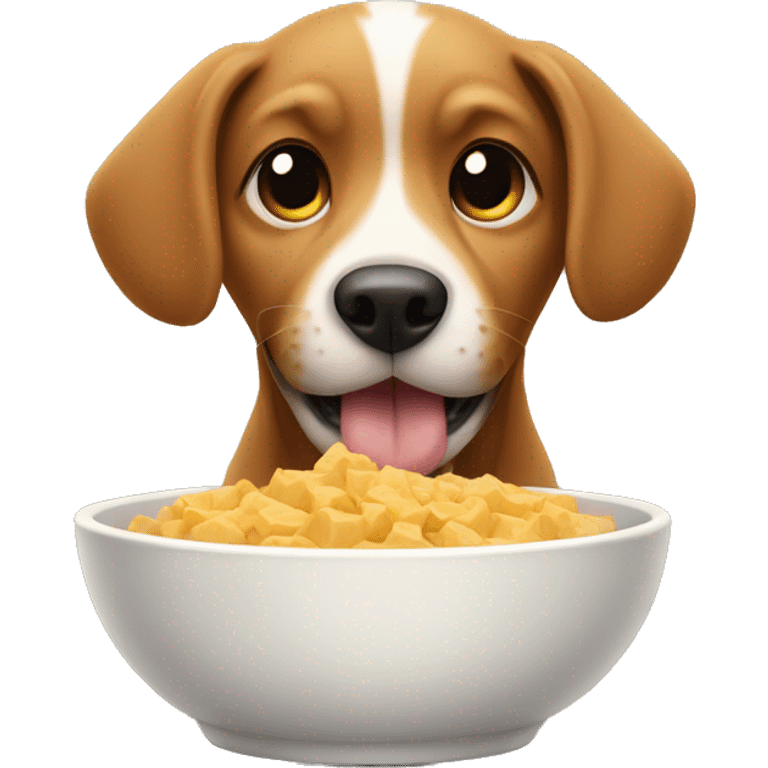 Dog eating out of a bowl emoji