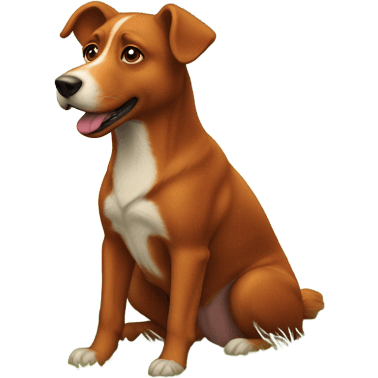 realistic red dog in grassy field emoji