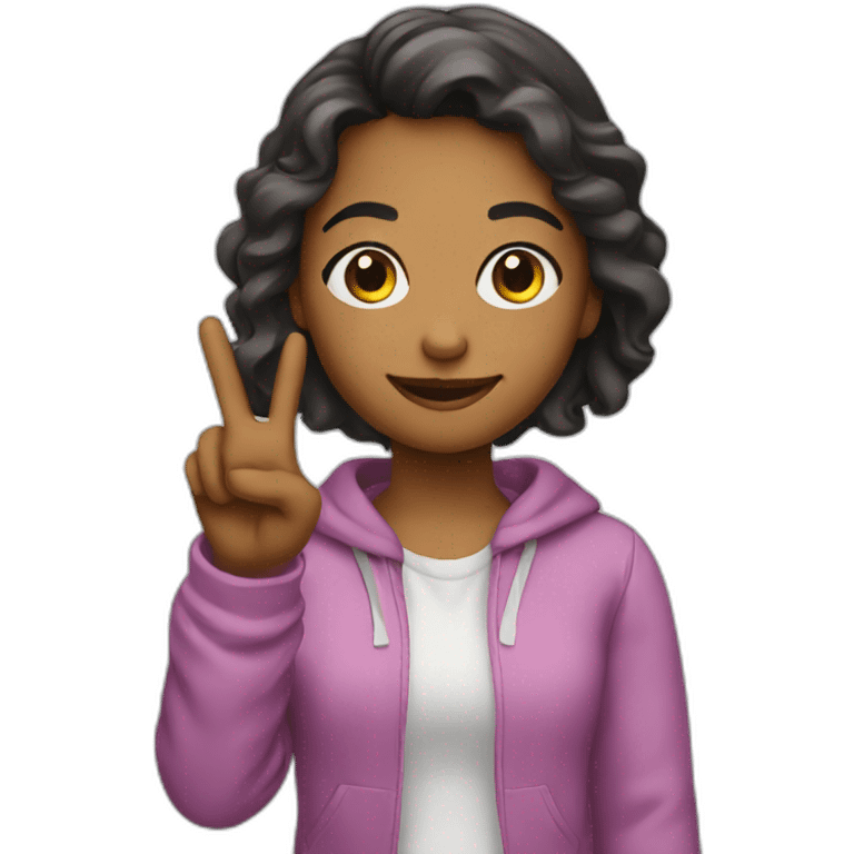 Girl making peace sign emoji