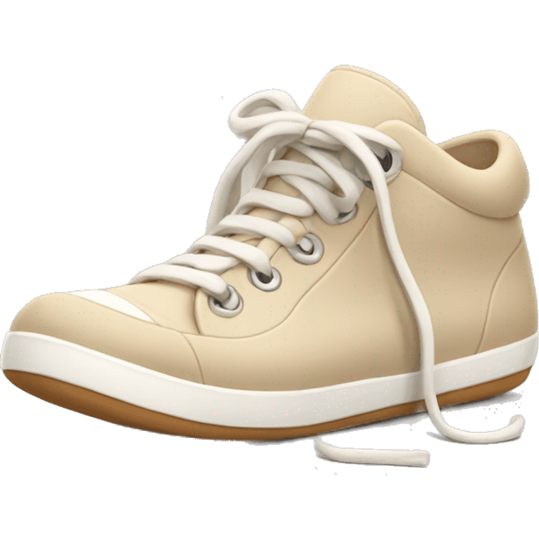 cozy beige sneakers with untied laces emoji