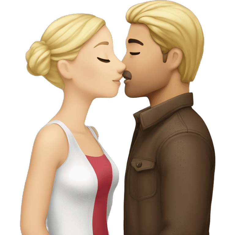 Blonde-hair-woman-and-brown-hair-man-kisses emoji