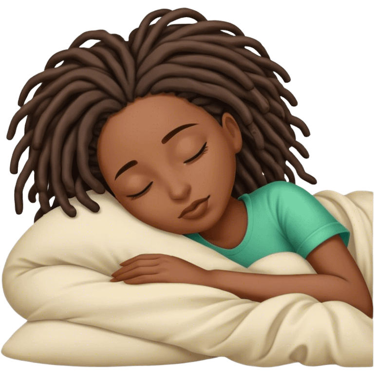 Black woman with locs sleeping emoji