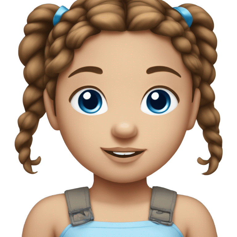 BROWN HAIR BLUE EYE BABY GIRL WITH PONYTAILS emoji