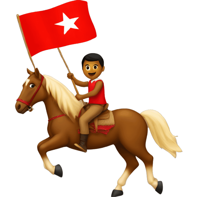 brown boy riding a horse waving tongan flag  emoji