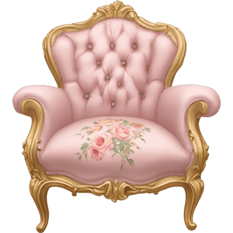 vintage rococo light pink dainty floral chair emoji