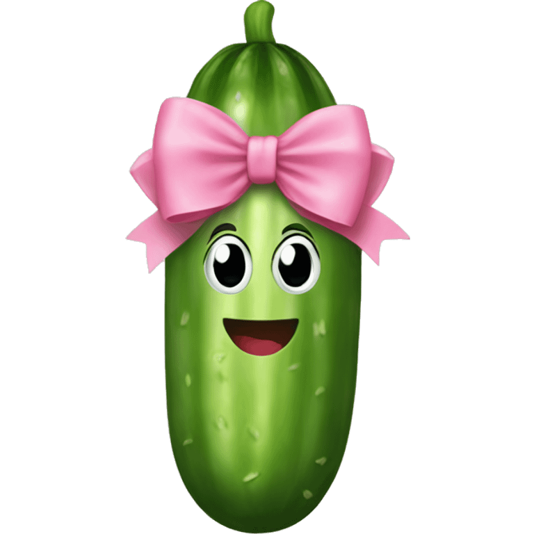 a cucumber with a pink bow emoji