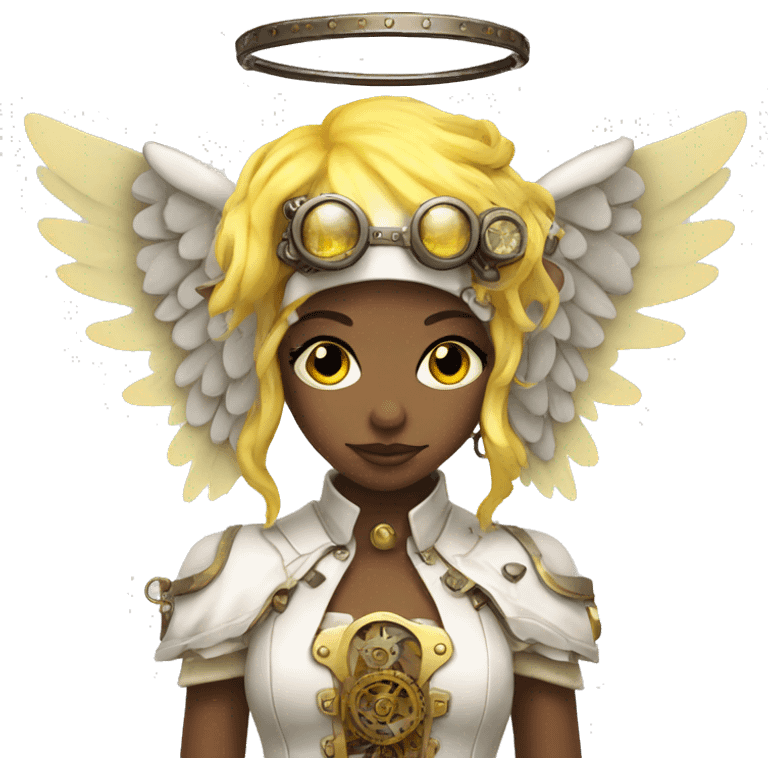 Yellow and white steampunk angel emoji