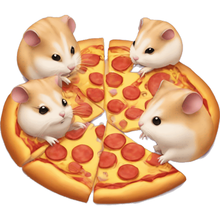 four hamsters eating pizza emoji