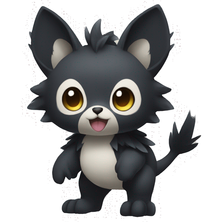 Cute cool fantasy dark-themed animal hybrid Fakemon full body emoji