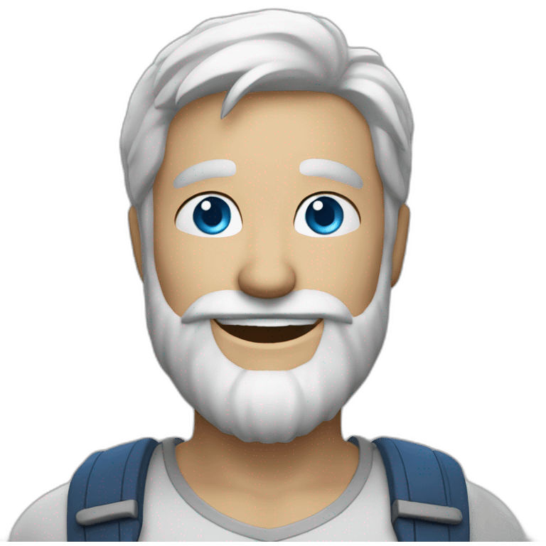 gleddyn with blue eyes and a beard smiling full face emoji