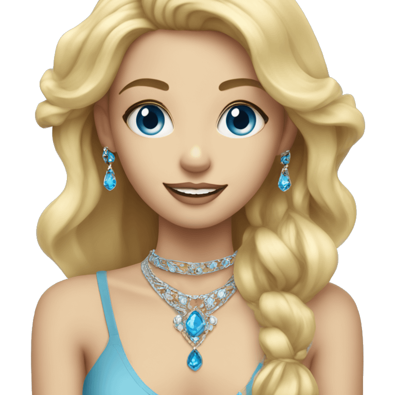 blonde girl with jewellery blue eyes emoji