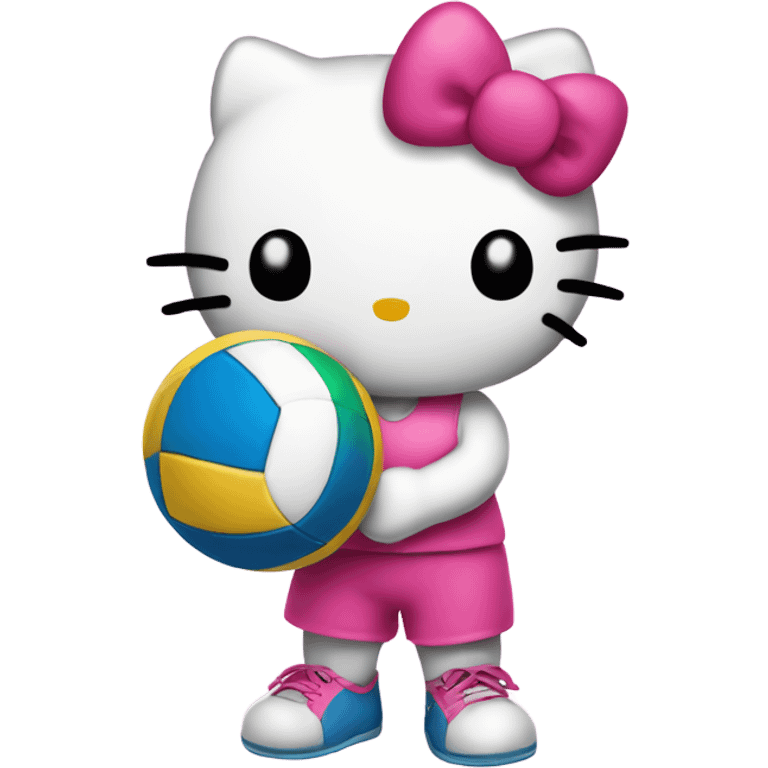 hello kitty holding a volleyball emoji