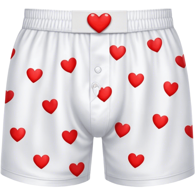 Red heart patterned white pair of boxers emoji