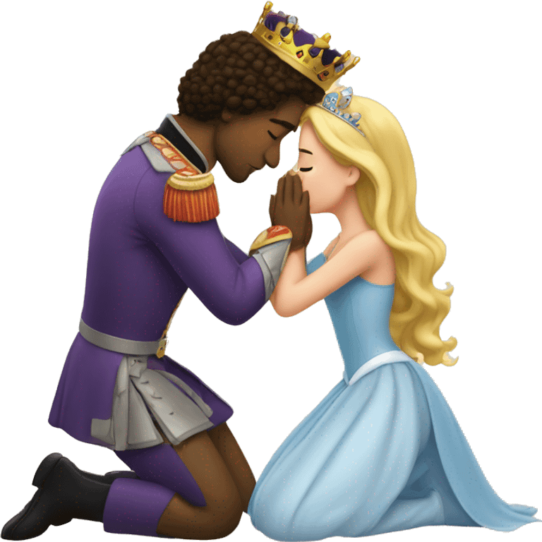 a prince on his knees kissing the hands of a princess emoji