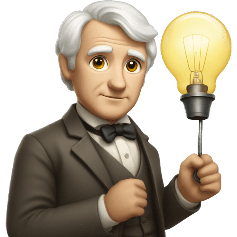 thomas edison with a lamp in his hand emoji