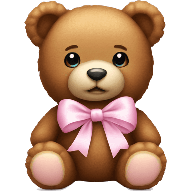 Teddy bear with light pink bow  emoji