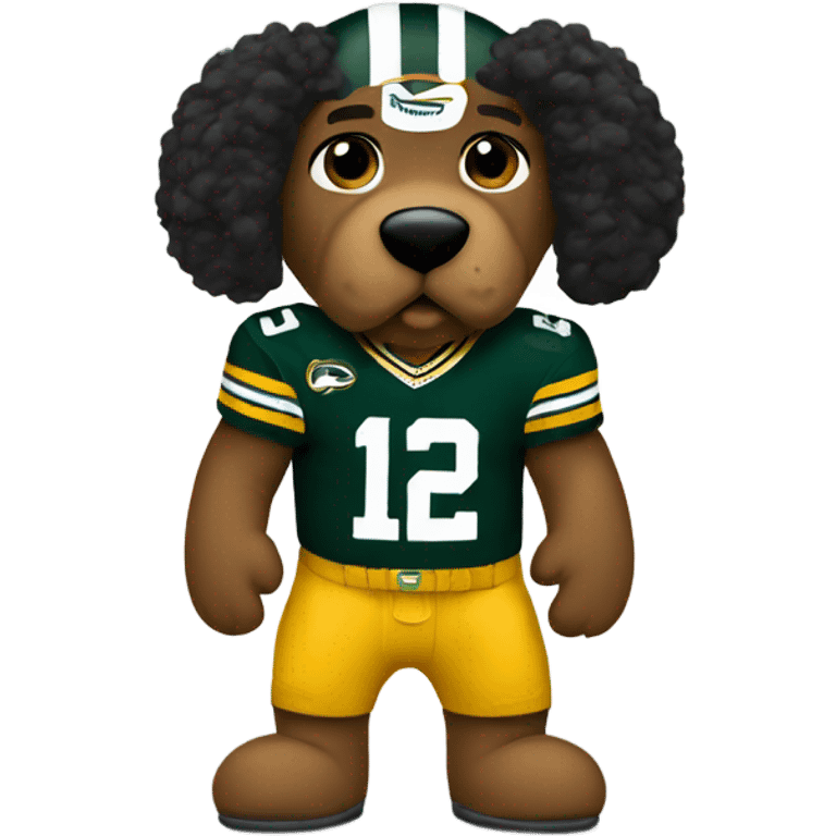 Black doodle wearing Green Bay packers jersey emoji