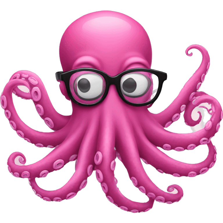 a pink octopus with 8 tentacles with black glasses emoji