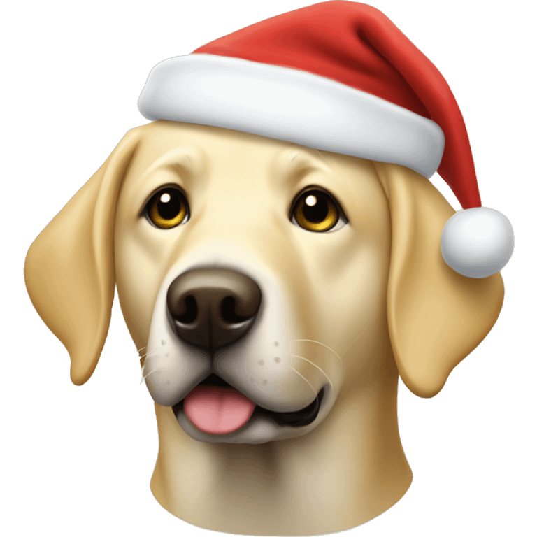 A yellow lab with a Santa hat emoji