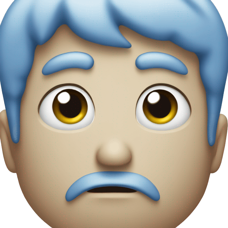 Blue Freezing face with bored face emoji