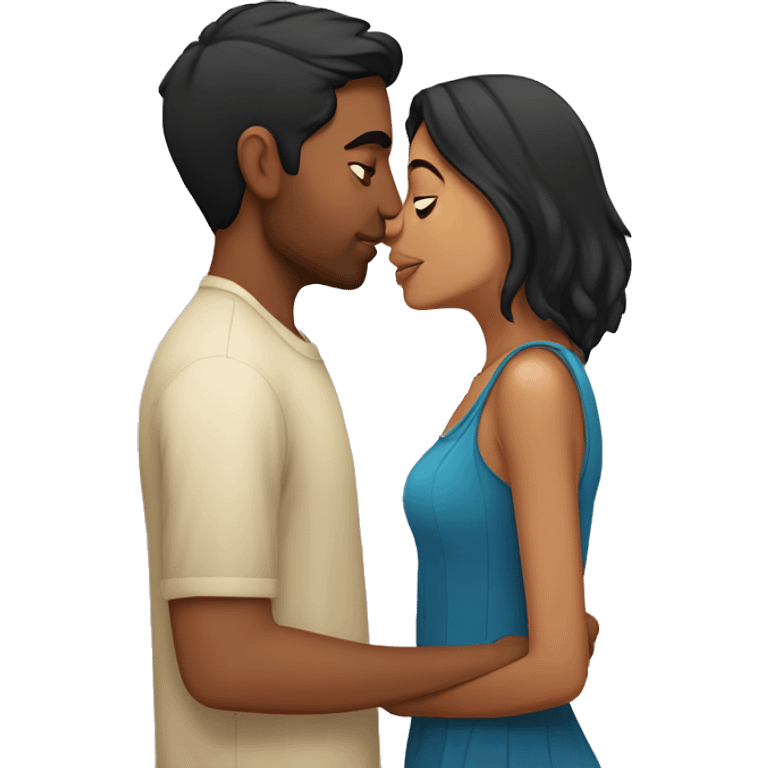 short Indian girlfriend kissing her caucasian boyfriend emoji