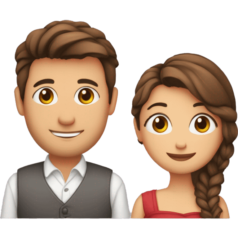 Una pareja de enamorados y un corazón grande de fondo emoji