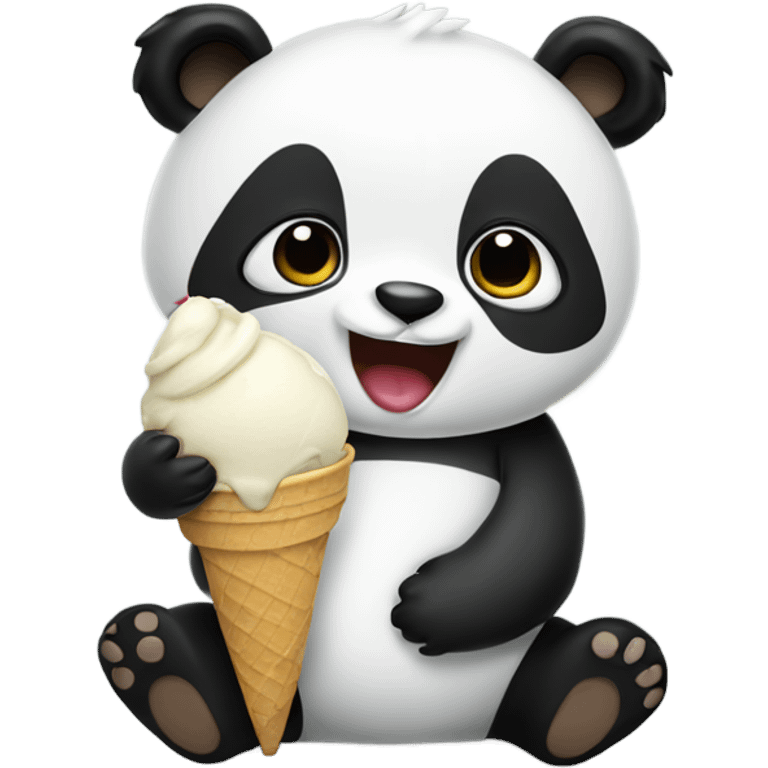 Panda eating ice cream emoji