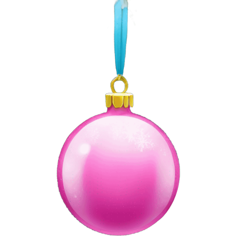 pink baubles on a Christmas tree with a sprinkle of snow on emoji