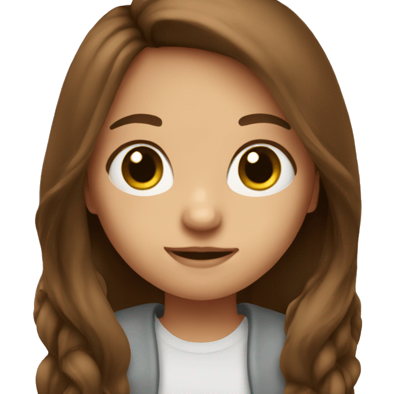 Cute girl with long brown hair emoji