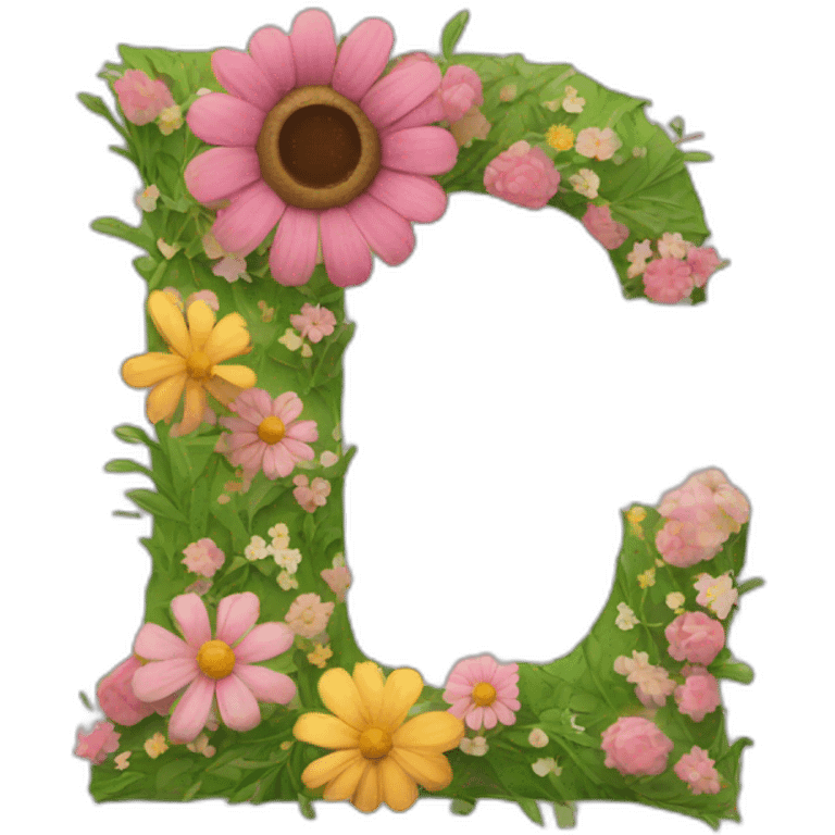 Letter E with flowers around emoji