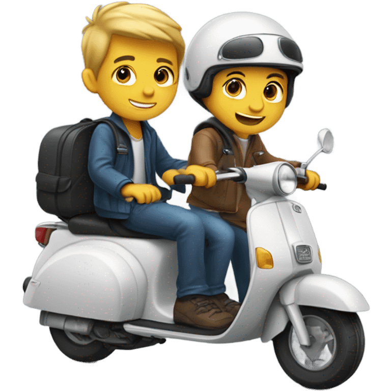 Two boys on a scooter  emoji