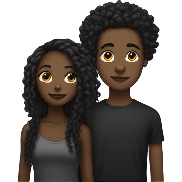 black girl w curly hair next to a black dread head boy emoji