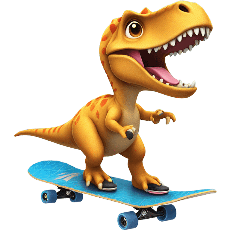 Dinosaur on skateboard emoji