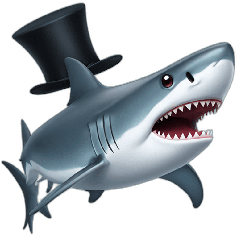 Shark with a top hat emoji