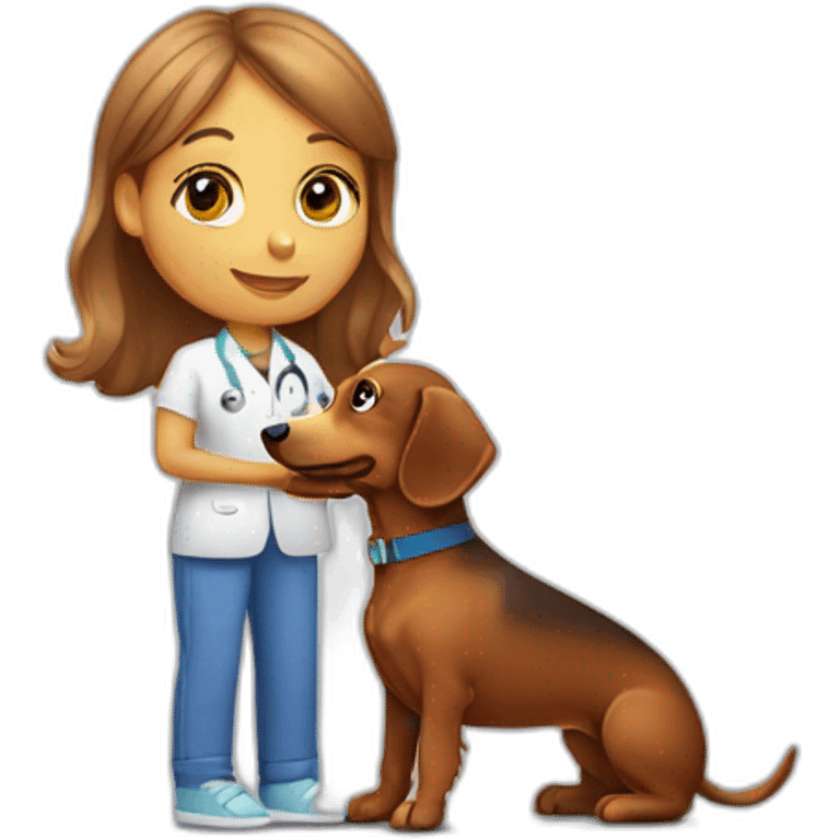 occupational therapy girl and her dachshund dog emoji