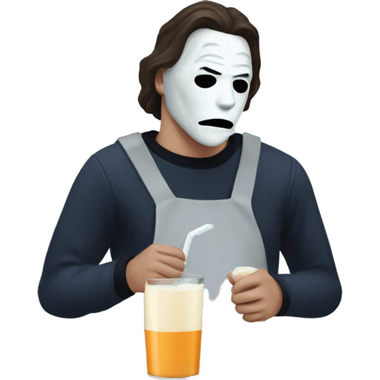 Micheal myers having a glass of milk  emoji