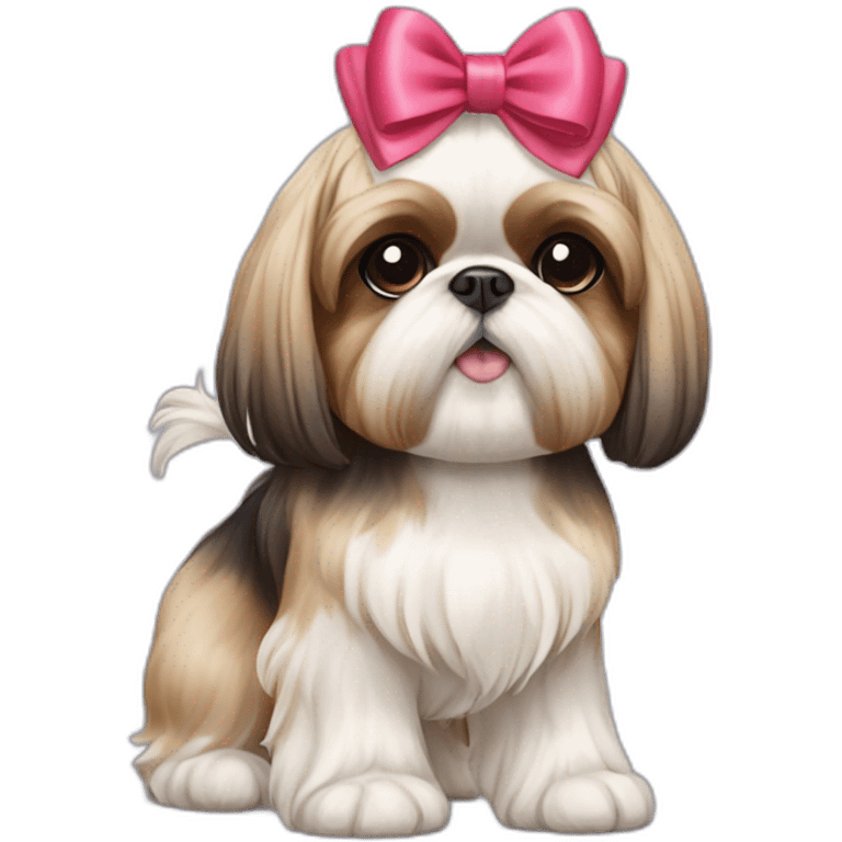 Dog Shih Tzu with a bow on head full-body emoji