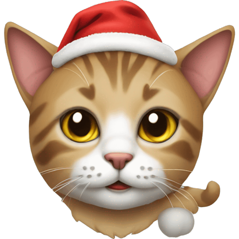 Cat with a Christmas hat emoji