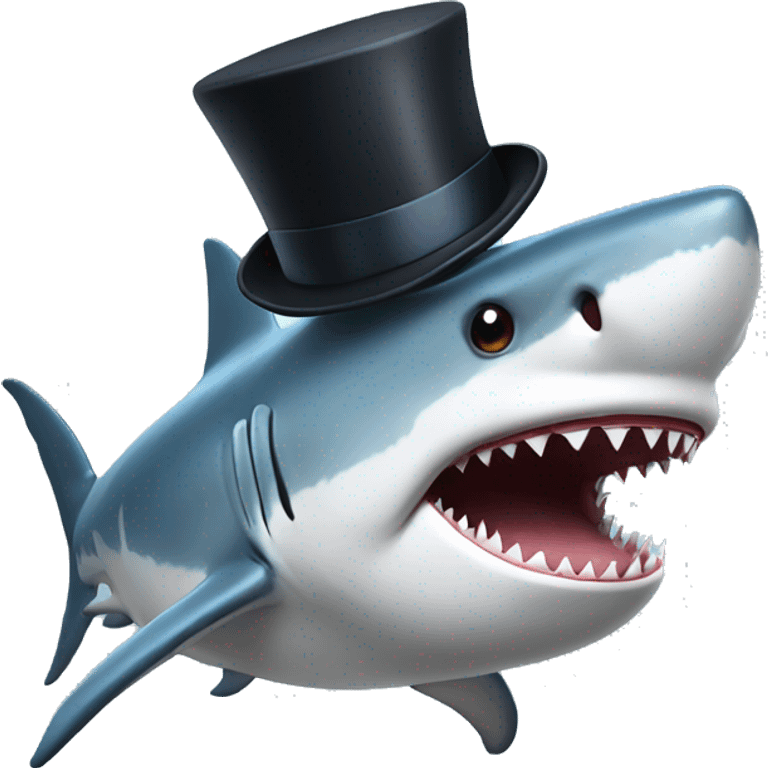 Shark with a top hat emoji