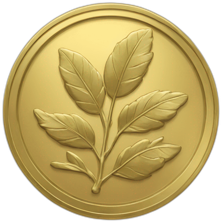 Gold coin with laurel and large "0" label emoji