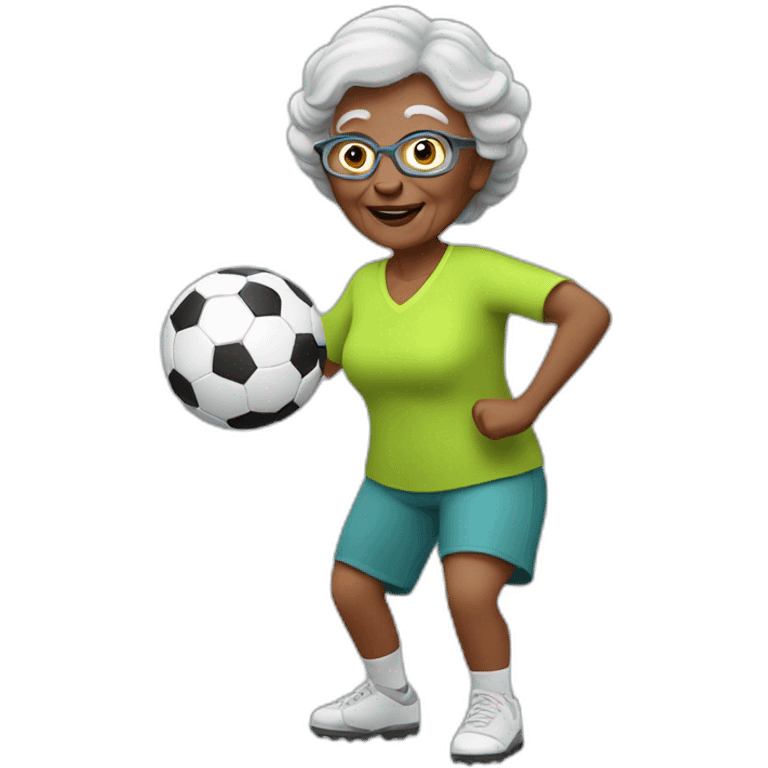 Granny playing football emoji