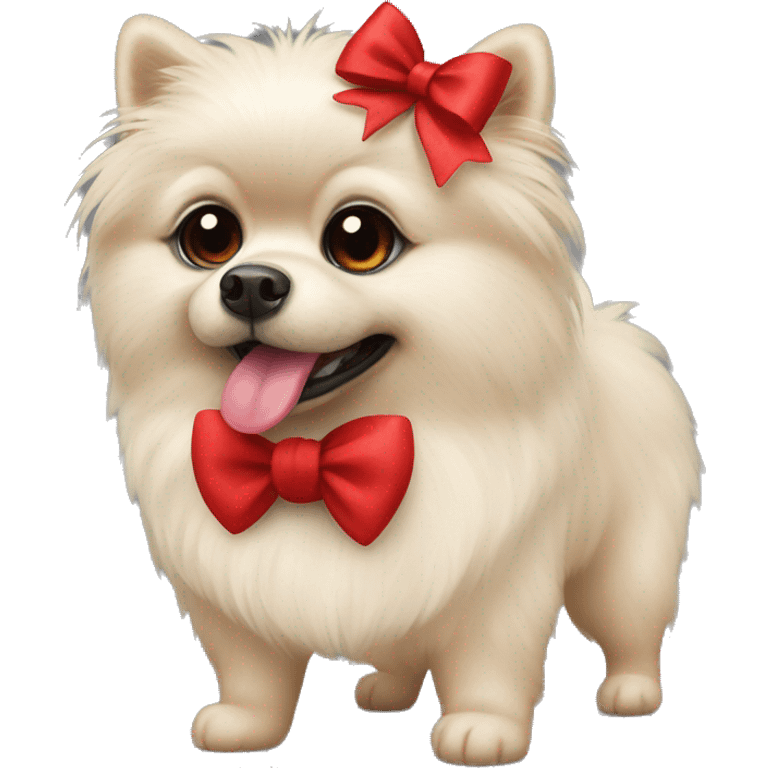 Black Pomeranian dog with red bows emoji