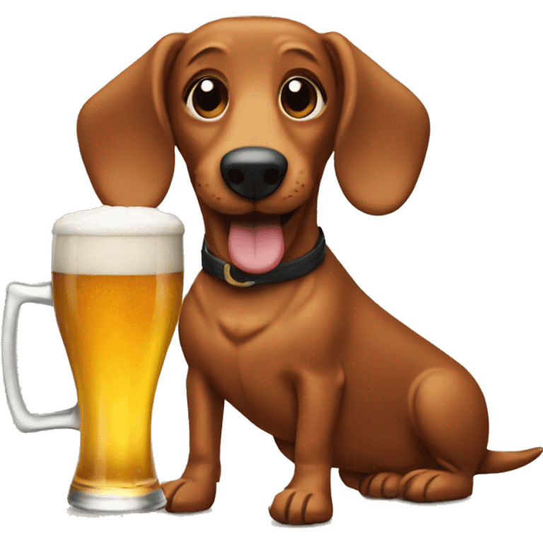 Wiener dog drinking a beer emoji