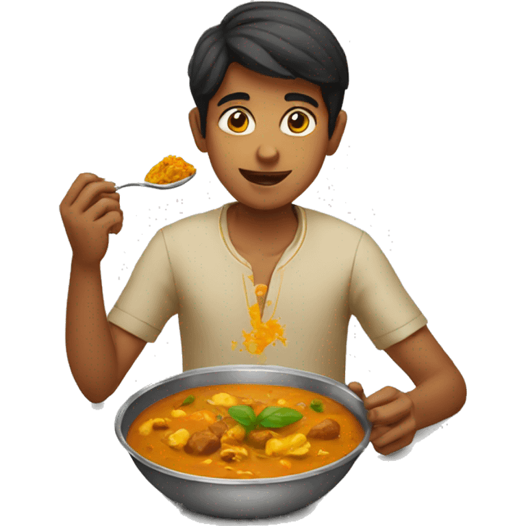 indian boy eating curry emoji