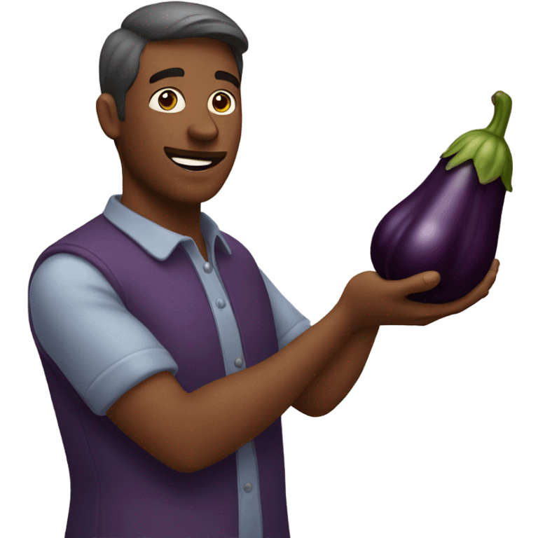 Man with egg plant  emoji