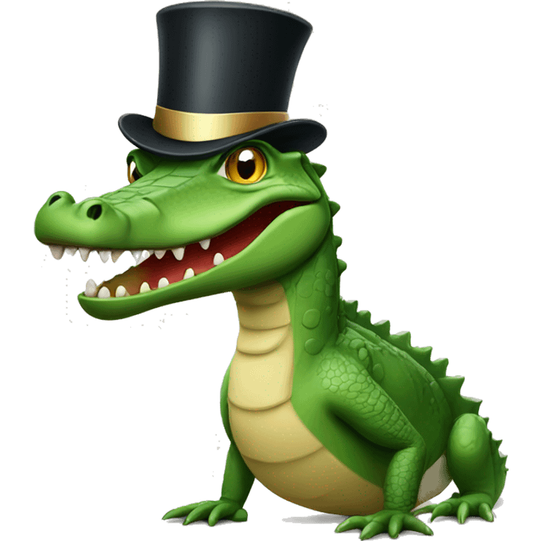 Crocodile with a top hat emoji