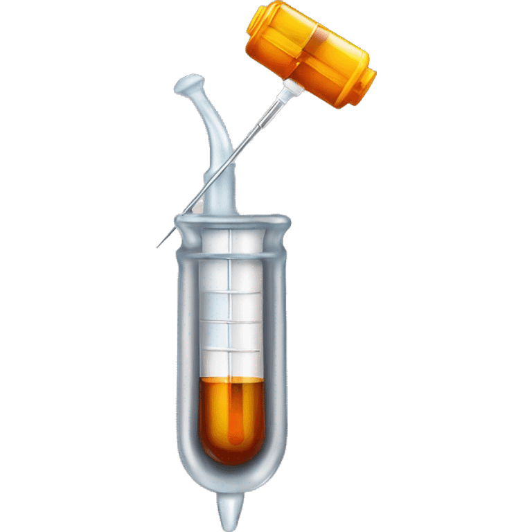 syringe and needle with amber liquid inside emoji