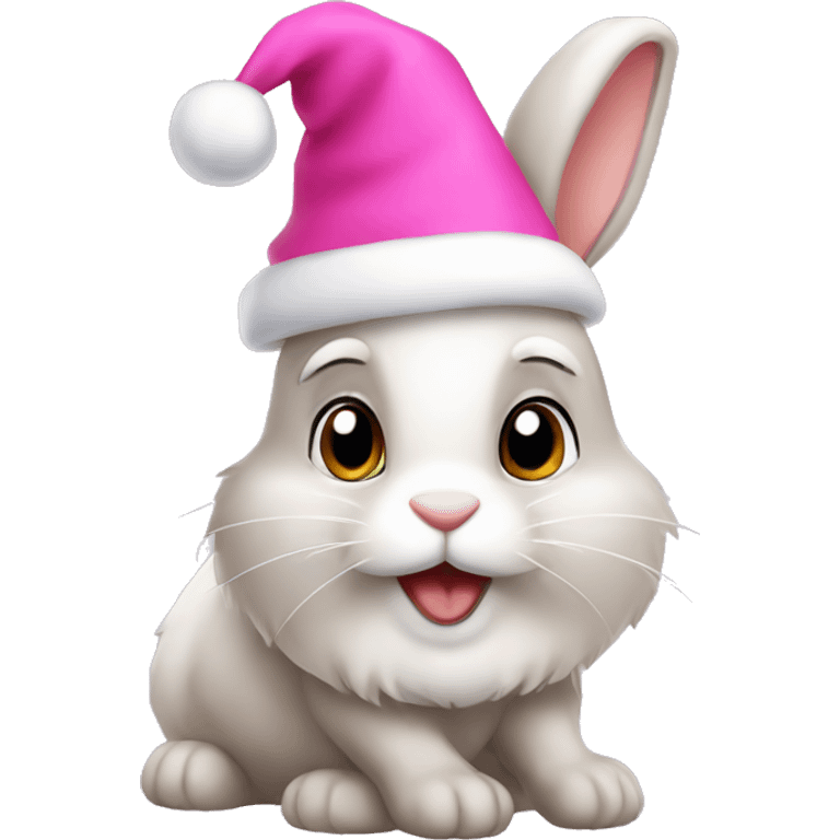 Bunny with a pink Santa hat  emoji