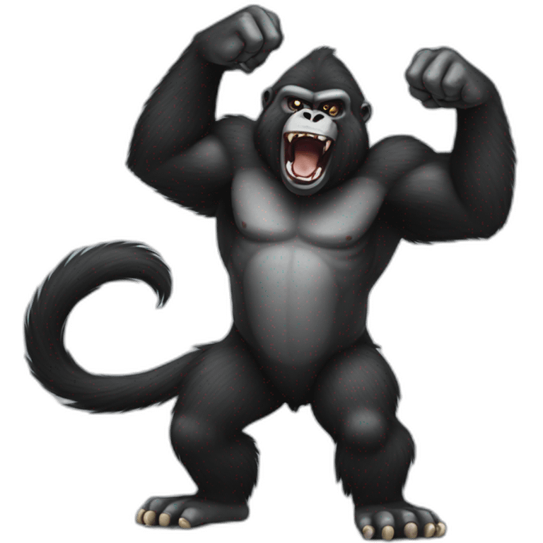 Gorilla fighting cat emoji