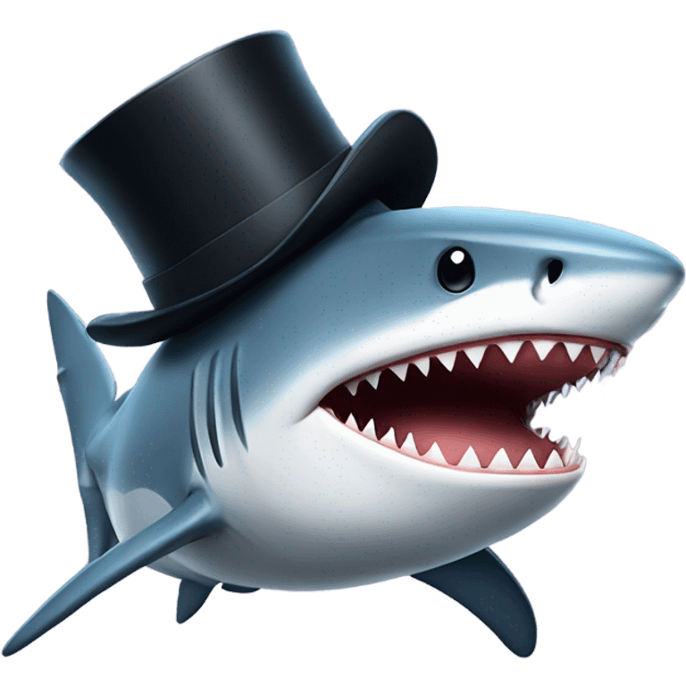 Shark with a top hat emoji